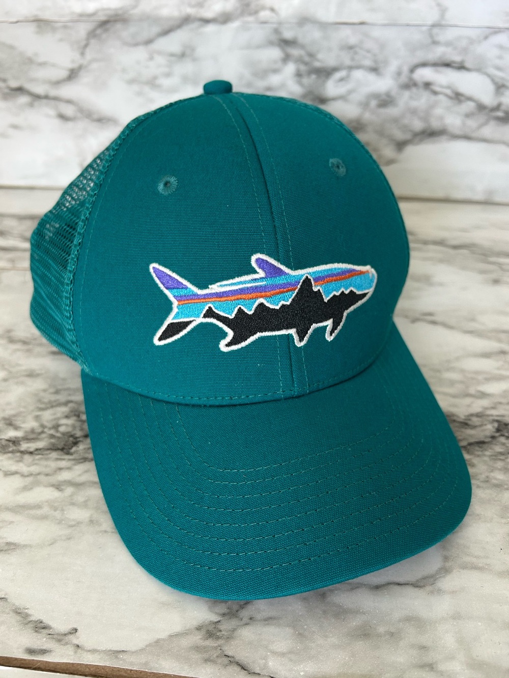 Patagonia Fitz Roy Tarpon snap back hat o/s Turquoise color